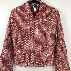 First Option Red Metallic Tweed Blazer